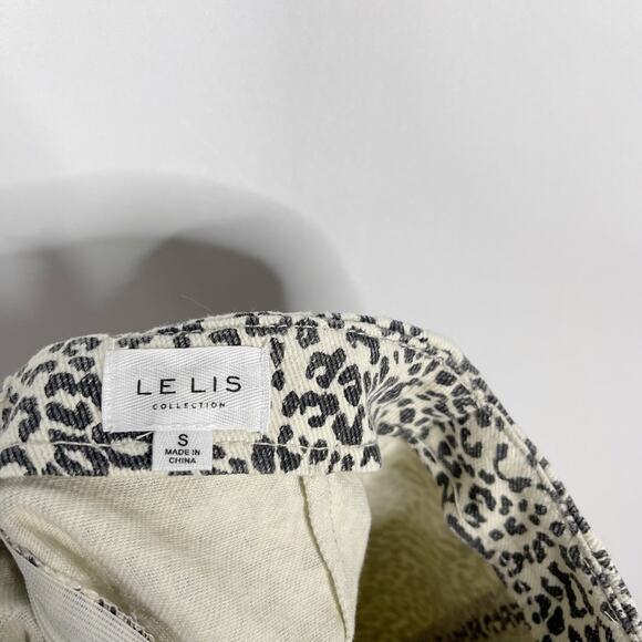 Le Lis Collection Small S Cream Black Leopard Denim Mini Skirt Animal Print - Picture 6 of 6